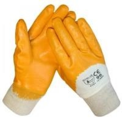 Werkhandschoen Nitrile, geel, open rug/ manchet